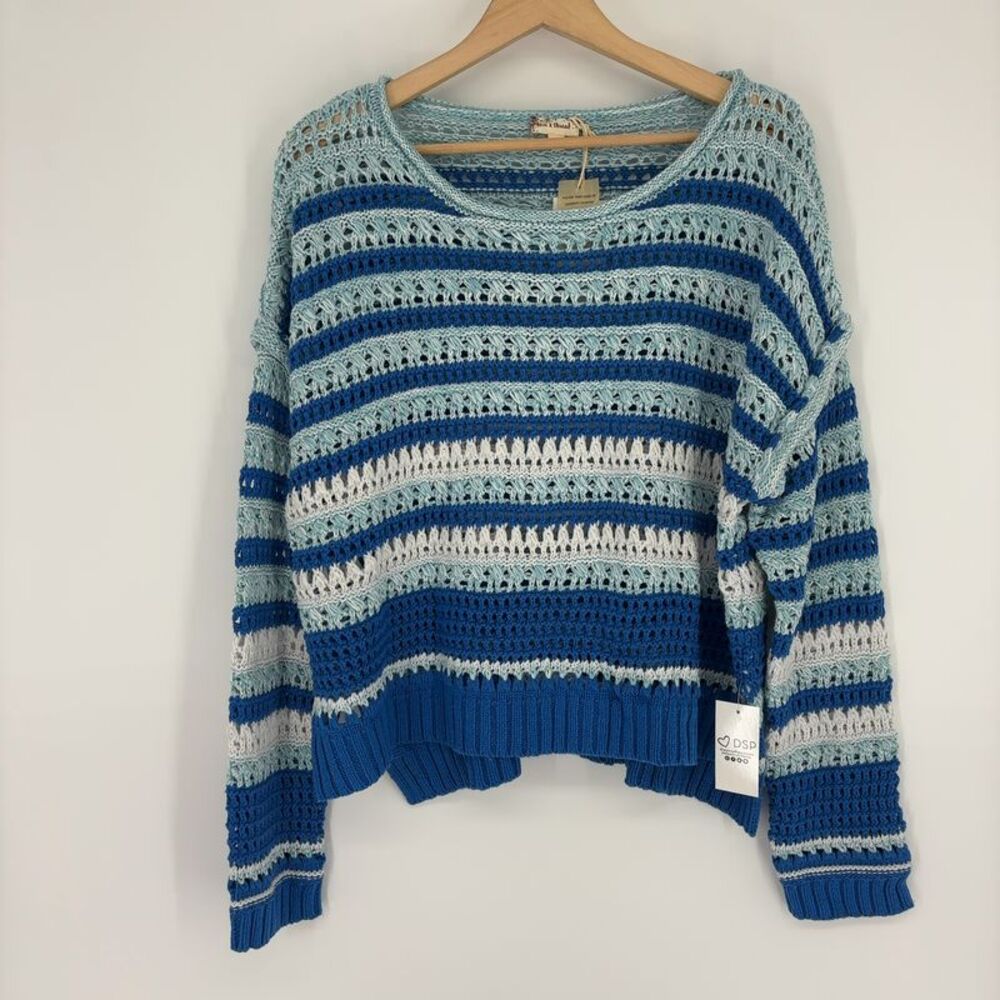 hem and thread Boat Neck Side Slit Knit Sweater